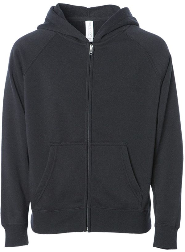Am image of a Custom Independent Trading Co Toddler Lightweight Special Blend Raglan Zip Hood in Black!