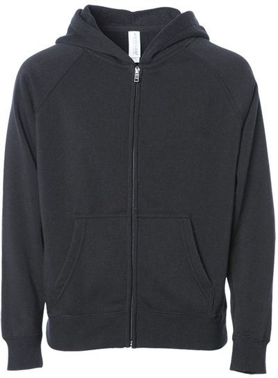 Am image of a Custom Independent Trading Co Toddler Lightweight Special Blend Raglan Zip Hood in Black!