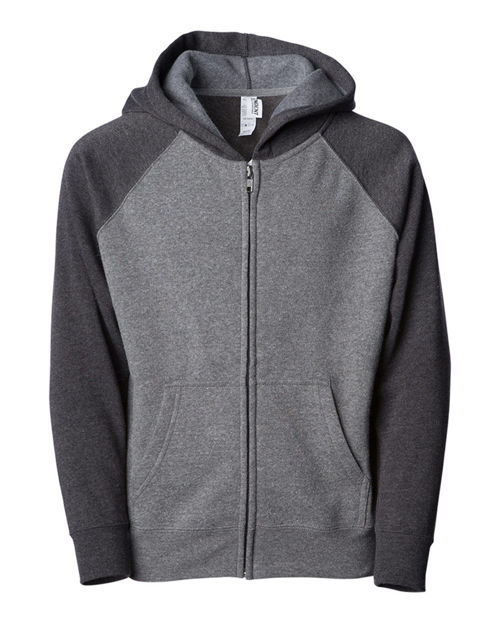 Independent Trading Co Toddler Lightweight Special Blend Raglan Zip Hood in Nickel/Carbon