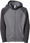 Am image of a Custom Independent Trading Co Toddler Lightweight Special Blend Raglan Zip Hood in Nickel/Carbon!