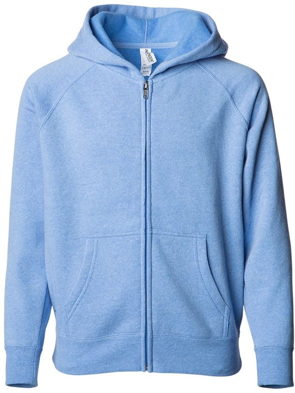 Am image of a Custom Independent Trading Co Toddler Lightweight Special Blend Raglan Zip Hood in Pacific!