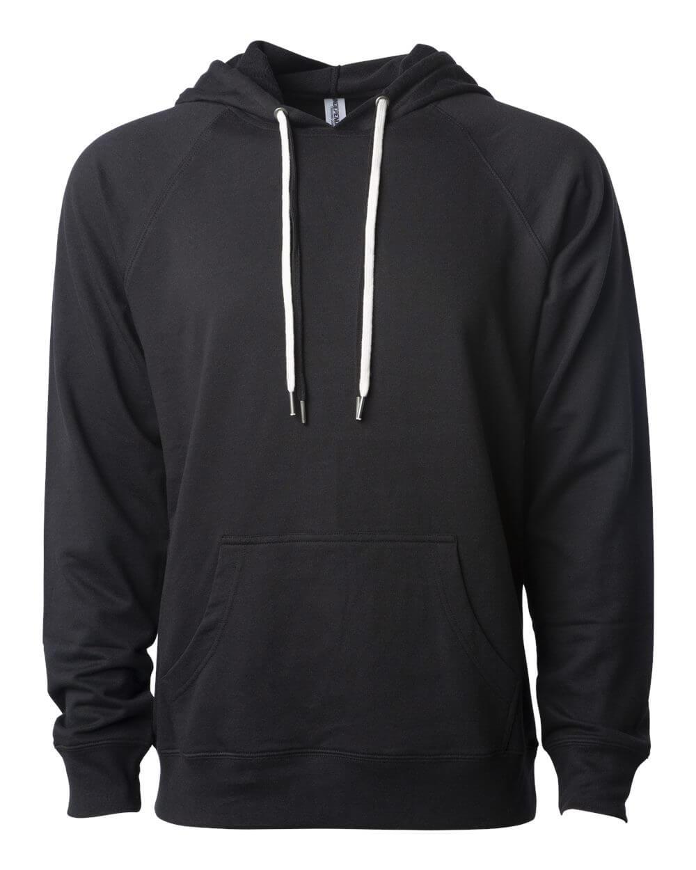 Independent Trading Co Icon Unisex Lightweight Loopback Terry Hooded Sweatshirt in Black