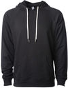 Am image of a Custom Independent Trading Co Icon Unisex Lightweight Loopback Terry Hooded Sweatshirt in Black!