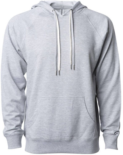 Am image of a Custom Independent Trading Co Icon Unisex Lightweight Loopback Terry Hooded Sweatshirt in Athletic Heather!