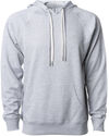 Am image of a Custom Independent Trading Co Icon Unisex Lightweight Loopback Terry Hooded Sweatshirt in Athletic Heather!