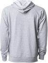 Am image of a Custom Independent Trading Co Icon Unisex Lightweight Loopback Terry Hooded Sweatshirt in Athletic Heather!