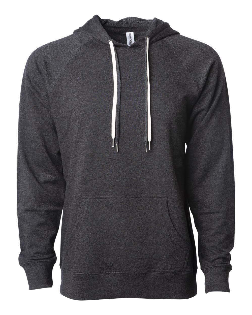 Independent Trading Co Icon Unisex Lightweight Loopback Terry Hooded Sweatshirt in Charcoal Heather