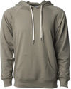 Am image of a Custom Independent Trading Co Icon Unisex Lightweight Loopback Terry Hooded Sweatshirt in Olive!