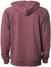 Am image of a Custom Independent Trading Co Icon Unisex Lightweight Loopback Terry Hooded Sweatshirt in Port!