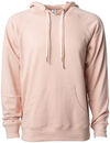 Am image of a Custom Independent Trading Co Icon Unisex Lightweight Loopback Terry Hooded Sweatshirt in Rose!