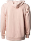 Am image of a Custom Independent Trading Co Icon Unisex Lightweight Loopback Terry Hooded Sweatshirt in Rose!