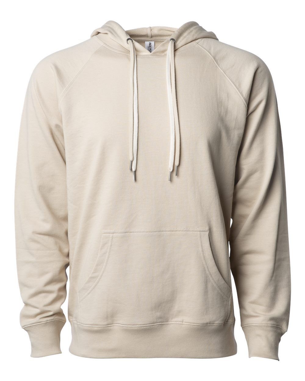 Independent Trading Co Icon Unisex Lightweight Loopback Terry Hooded Sweatshirt in Sand