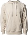 Am image of a Custom Independent Trading Co Icon Unisex Lightweight Loopback Terry Hooded Sweatshirt in Sand!