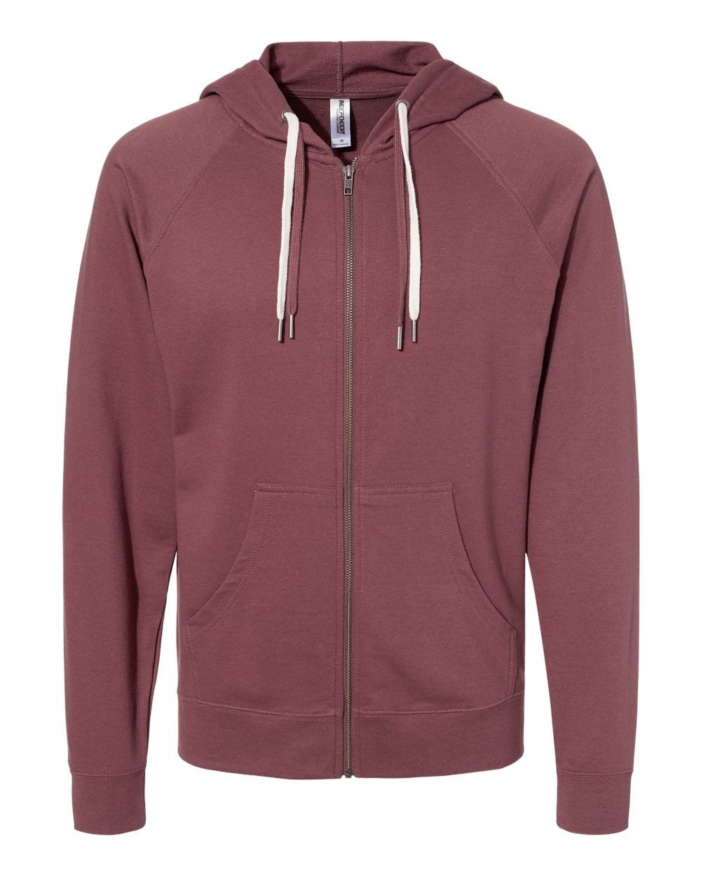 Independent Trading Co Icon Unisex Lightweight Loopback Terry Full Zip Hooded Sweatshirt in Port