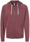 Am image of a Custom Independent Trading Co Icon Unisex Lightweight Loopback Terry Full Zip Hooded Sweatshirt in Port!