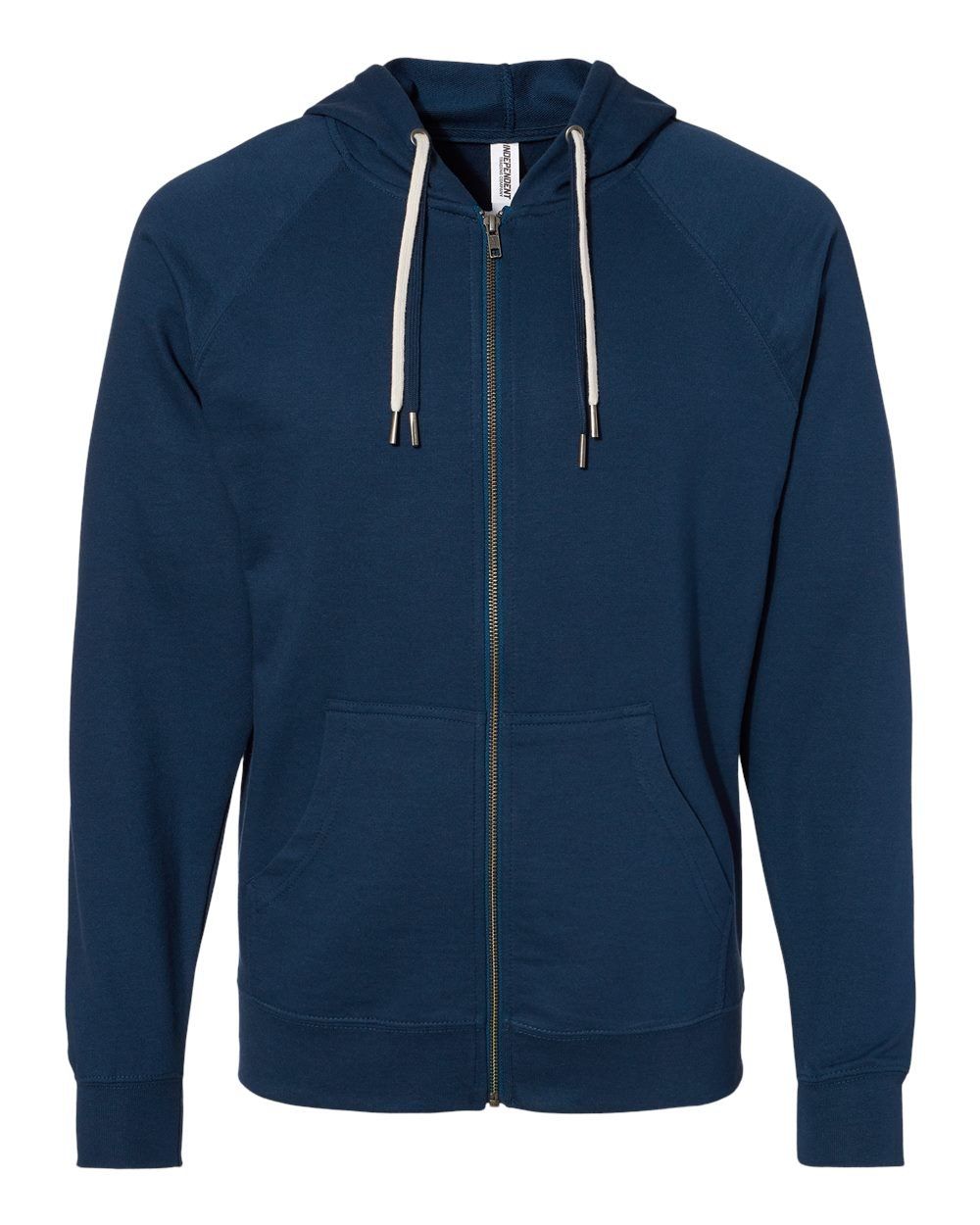 Independent Trading Co Icon Unisex Lightweight Loopback Terry Full Zip Hooded Sweatshirt in Indigo