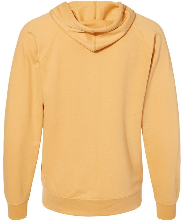 An image of a Custom Independent Trading Co Icon Unisex Lightweight Loopback Terry Full Zip Hooded Sweatshirt in Harvest Gold!