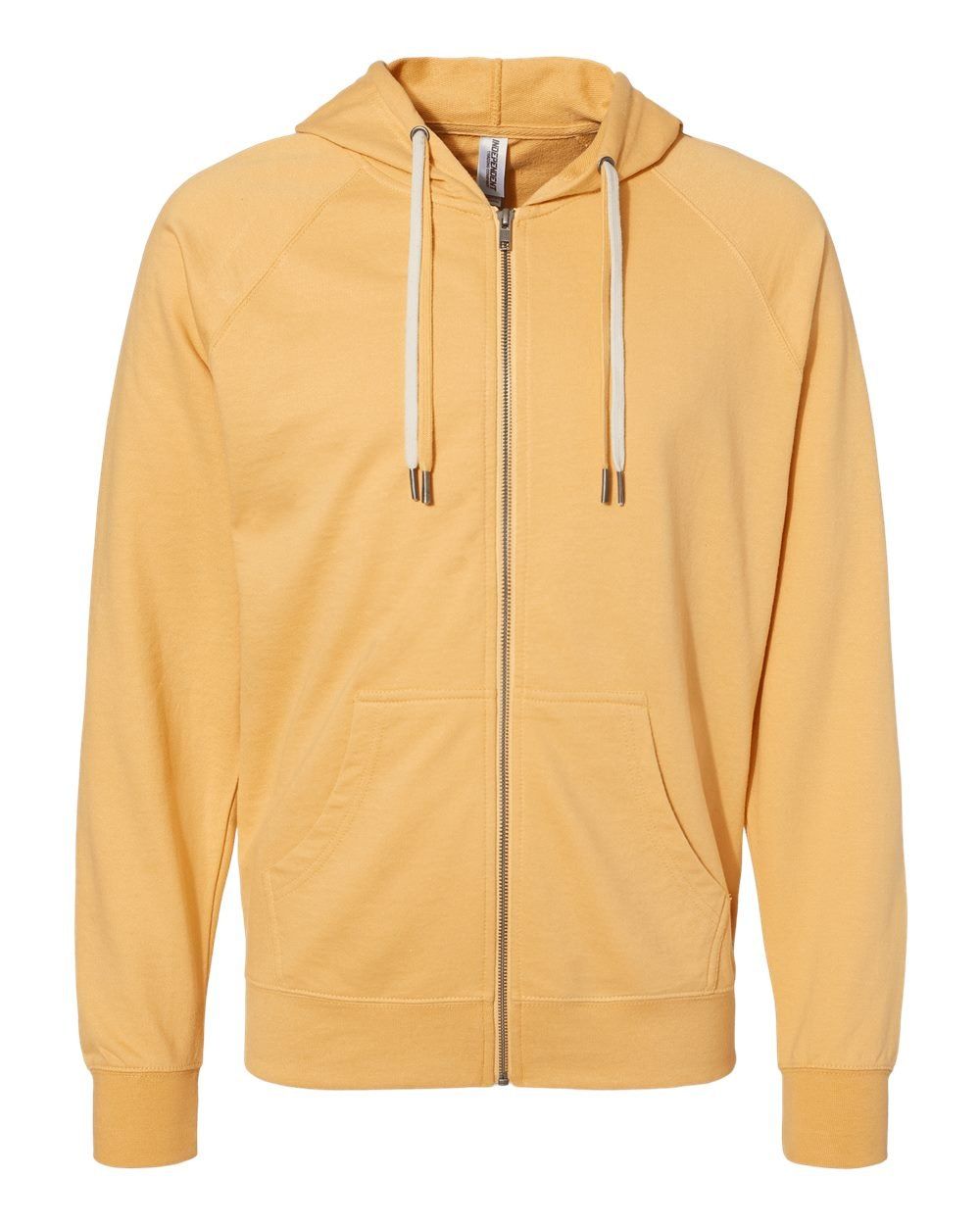 Independent Trading Co Icon Unisex Lightweight Loopback Terry Full Zip Hooded Sweatshirt in Harvest Gold
