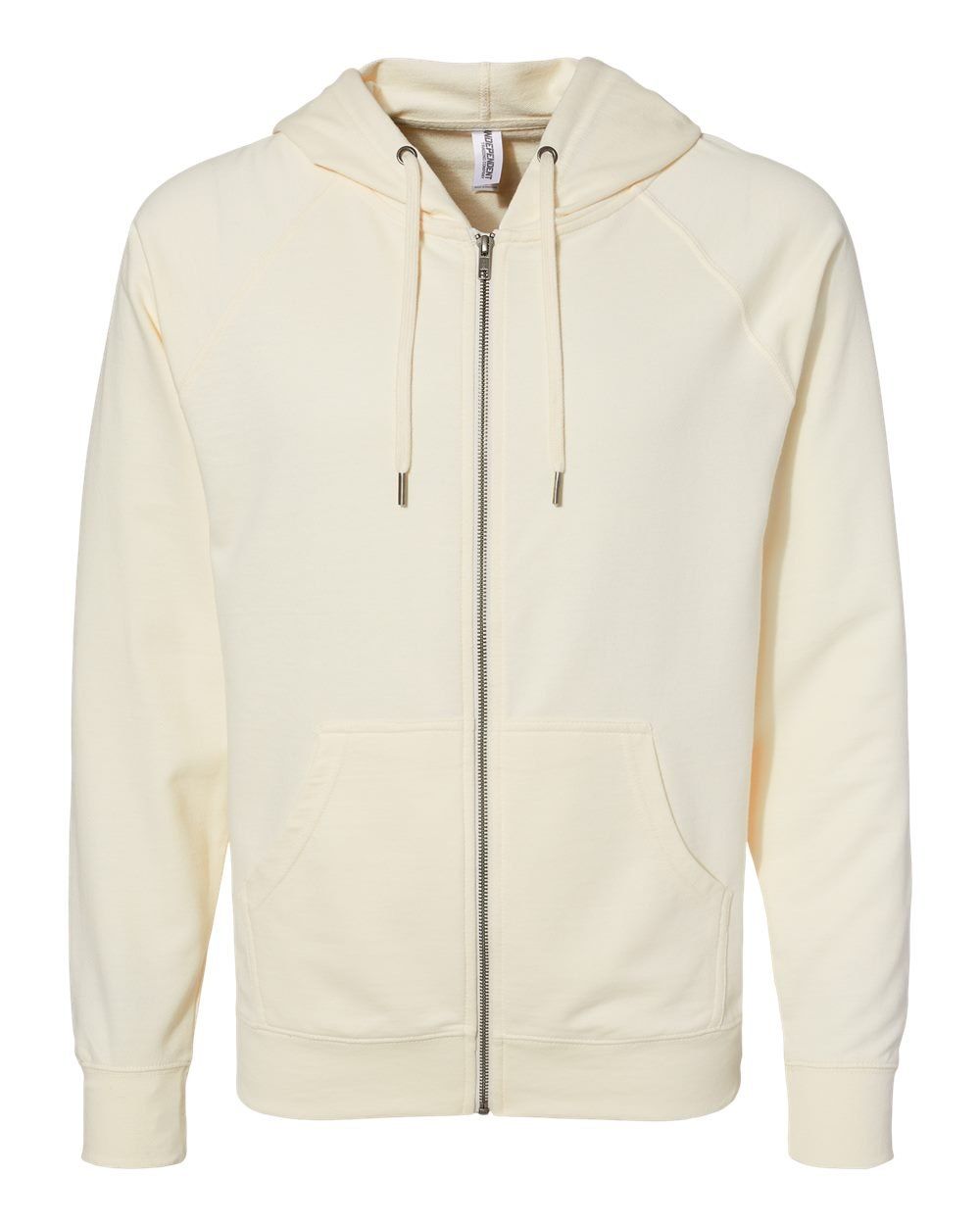 Independent Trading Co Icon Unisex Lightweight Loopback Terry Full Zip Hooded Sweatshirt in Bone