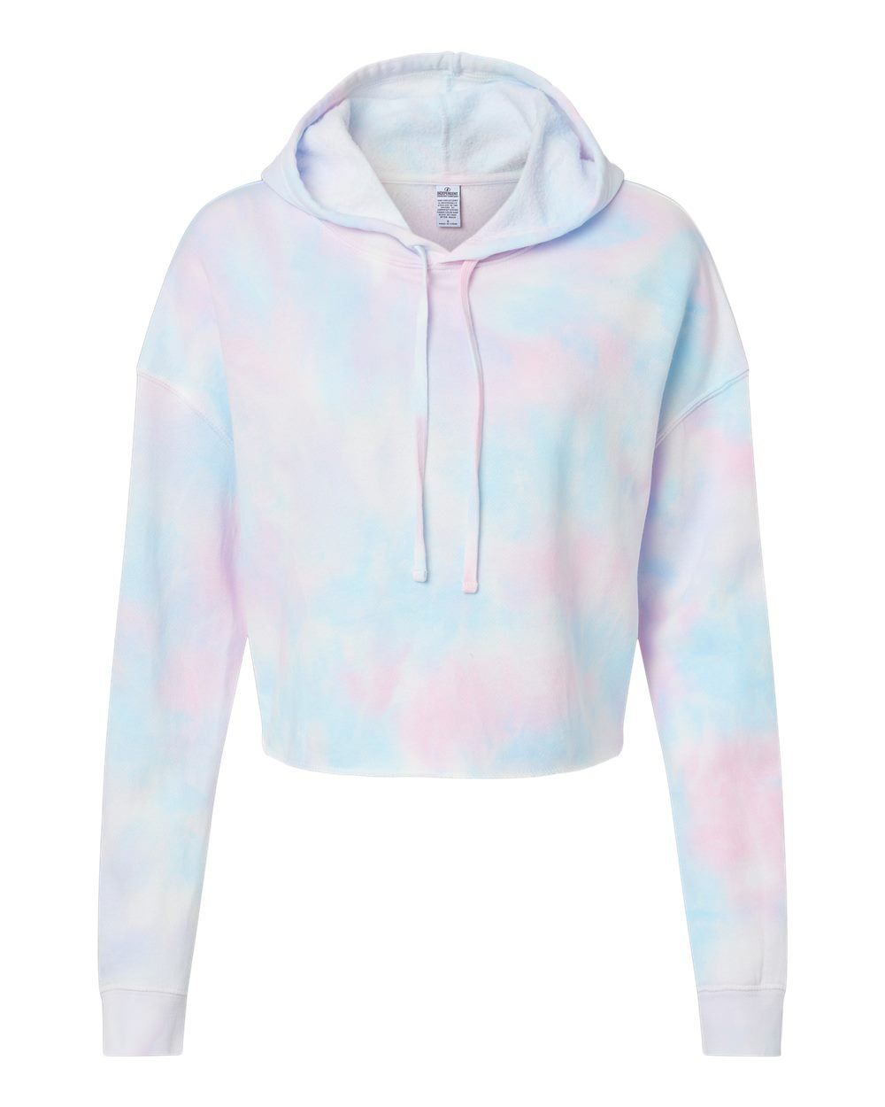 Independent Trading Co Womens Lightweight Cropped Hooded Sweatshirt in Tie Dye Cotton Candy