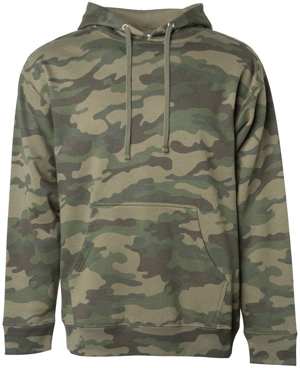 Am image of a Custom INDEPENDENT ADULT MIDWEIGHT HOODED SWEATSHIRT in Forest Camo!