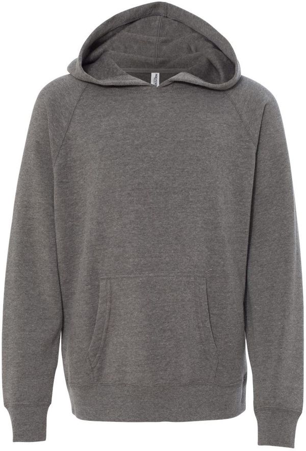 An image of a Custom Independent Trading Co Youth Special Blend Raglan Hooded Sweatshirt in Nickel!