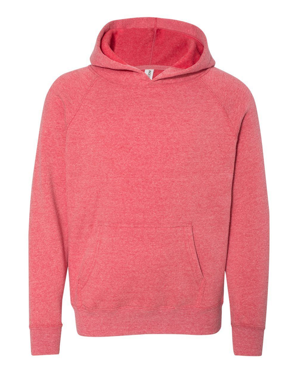 Independent Trading Co Youth Special Blend Raglan Hooded Sweatshirt in Pomegranate