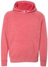 Am image of a Custom Independent Trading Co Youth Special Blend Raglan Hooded Sweatshirt in Pomegranate!