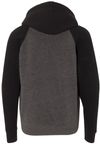 Am image of a Custom Independent Trading Co Youth Special Blend Raglan Hooded Sweatshirt in Carbon/Black!
