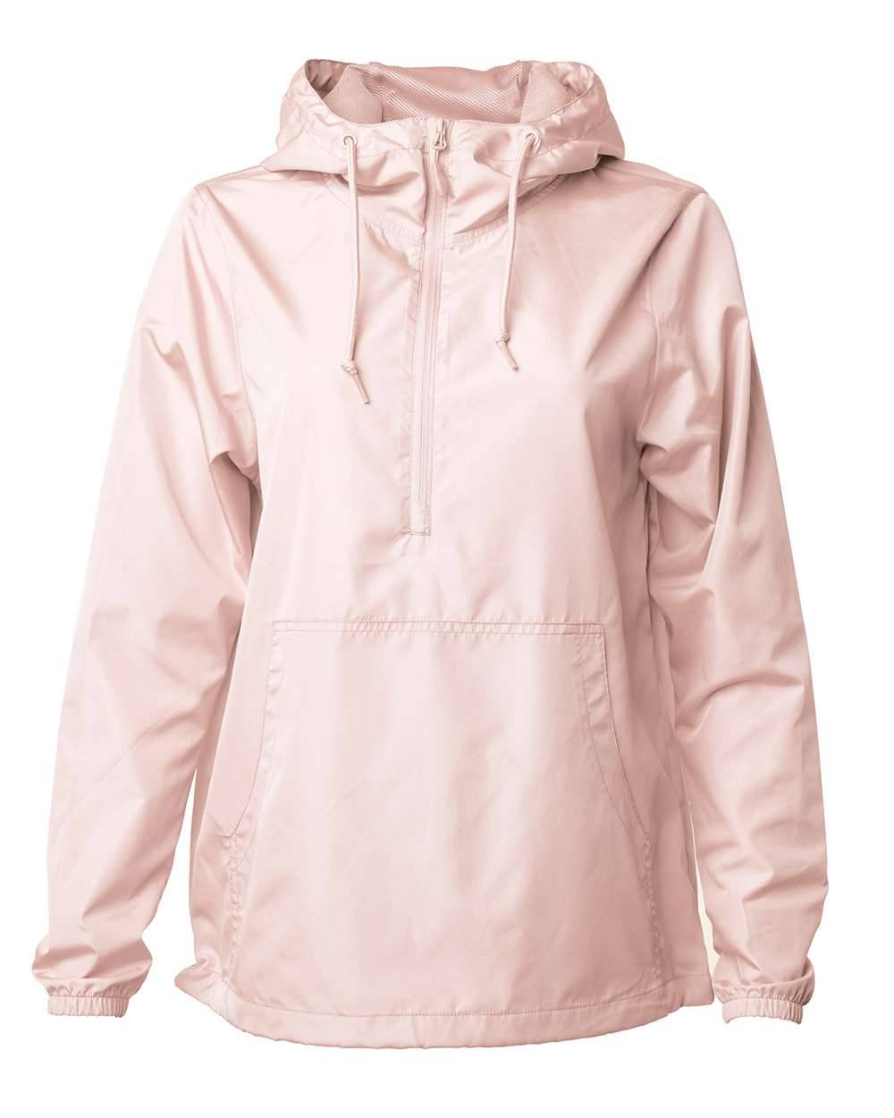 Independent Trading Co. Lightweight Windbreaker Pullover Jacket in Blush