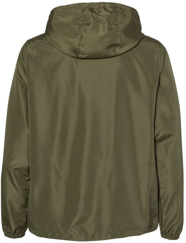 Am image of a Custom Independent Trading Co. Lightweight Windbreaker Pullover Jacket in Army/Black Zipper!