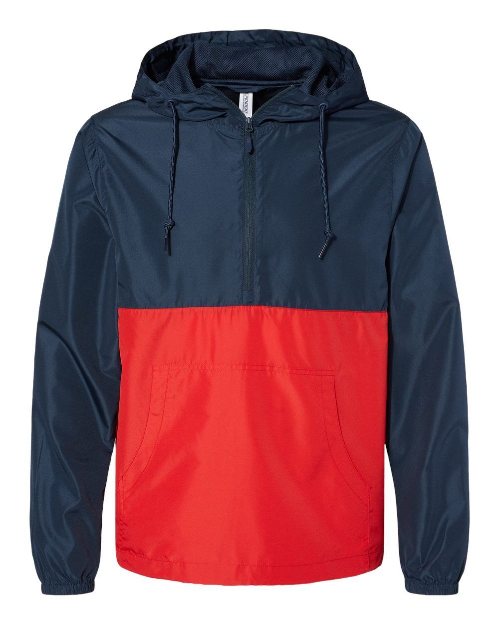 Independent Trading Co. Lightweight Windbreaker Pullover Jacket in Classic Navy/ Red