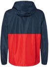 Am image of a Custom Independent Trading Co. Lightweight Windbreaker Pullover Jacket in Classic Navy/ Red!
