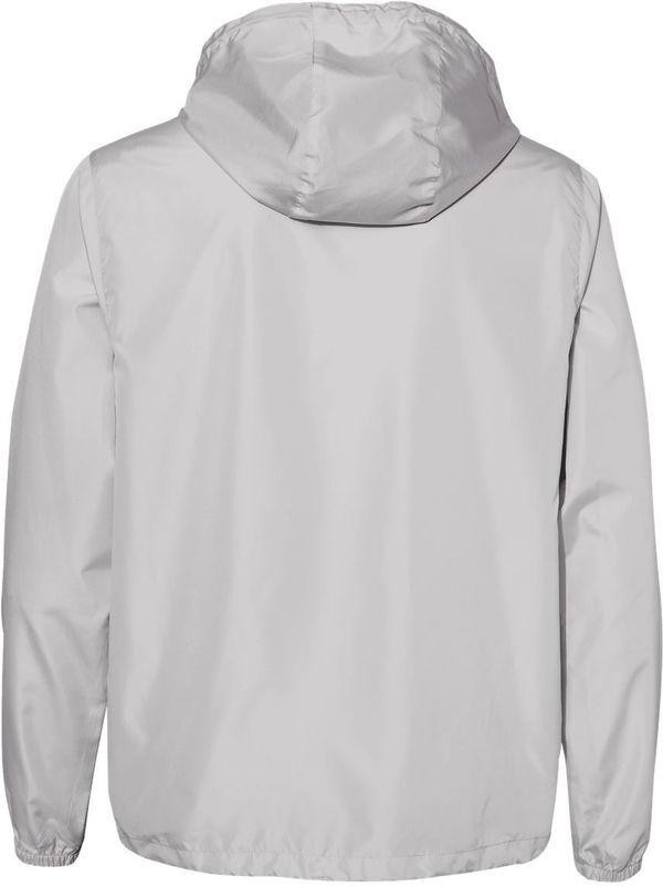 Am image of a Custom Independent Trading Co. Lightweight Windbreaker Pullover Jacket in Smoke/ Black Zipper!