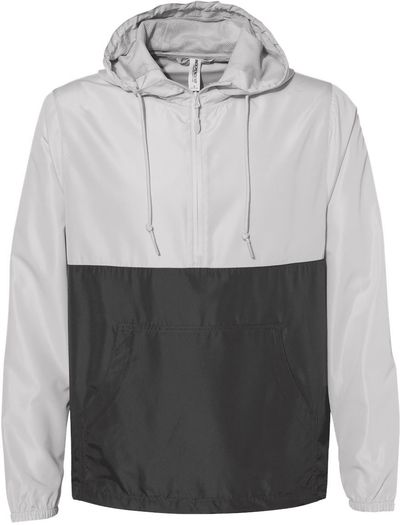 Am image of a Custom Independent Trading Co. Lightweight Windbreaker Pullover Jacket in Smoke/ Graphite!