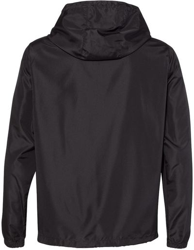 Am image of a Custom Independent Trading Co. Lightweight Windbreaker Pullover Jacket in Black!