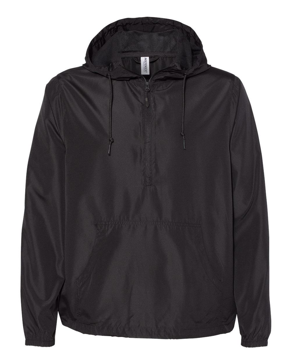 Independent Trading Co. Lightweight Windbreaker Pullover Jacket in Black