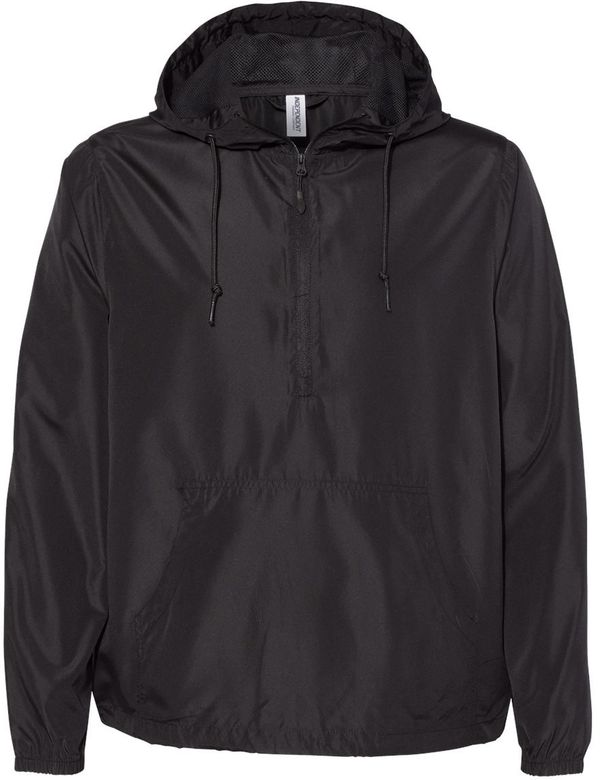 Am image of a Custom Independent Trading Co. Lightweight Windbreaker Pullover Jacket in Black!