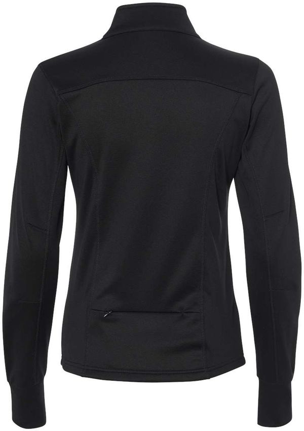Am image of a Custom Independent Trading Co Womens Poly Tech Full Zip Track Jacket in Black/Black!