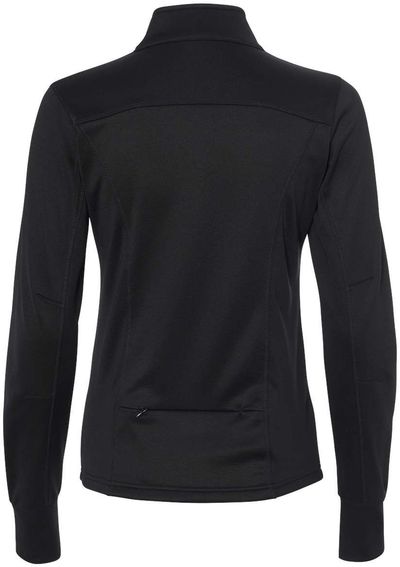 Am image of a Custom Independent Trading Co Womens Poly Tech Full Zip Track Jacket in Black/Black!