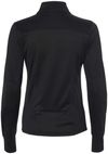 Am image of a Custom Independent Trading Co Womens Poly Tech Full Zip Track Jacket in Black/Black!