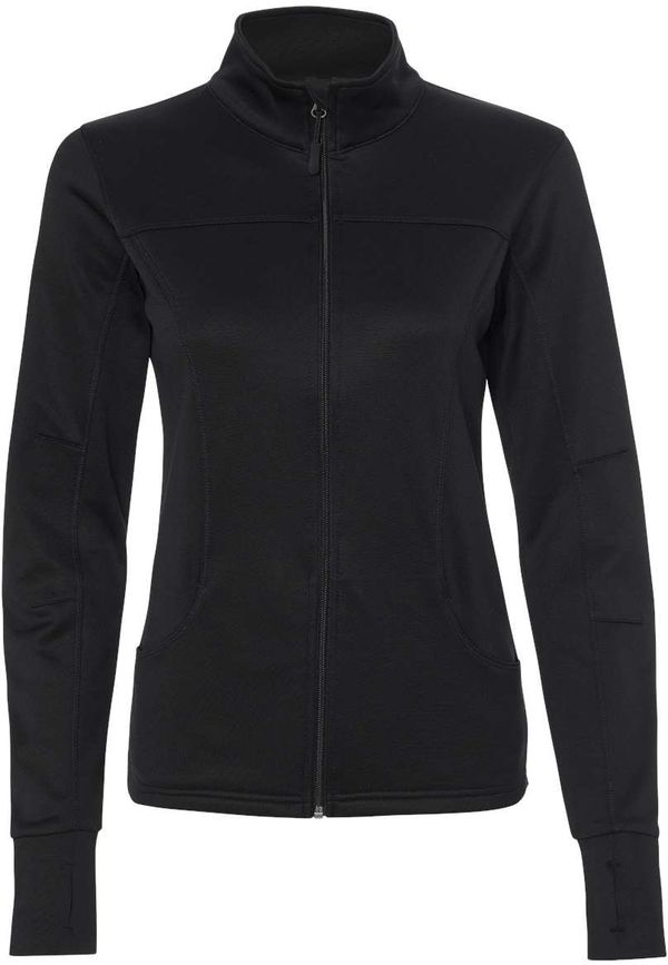 Am image of a Custom Independent Trading Co Womens Poly Tech Full Zip Track Jacket in Black/Black!