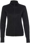 Am image of a Custom Independent Trading Co Womens Poly Tech Full Zip Track Jacket in Black/Black!