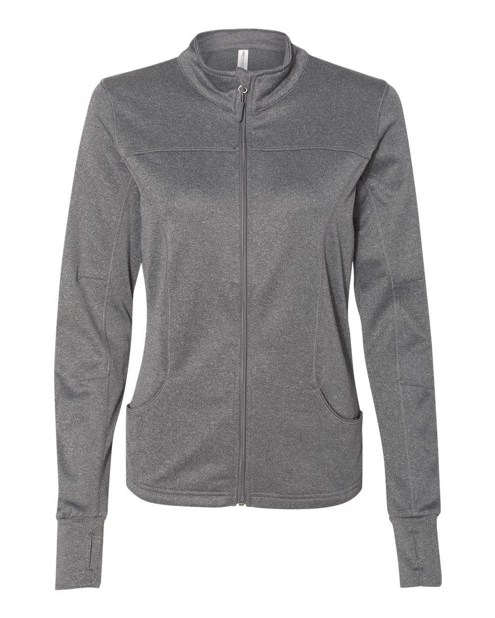 Independent Trading Co Womens Poly Tech Full Zip Track Jacket in Gunmetal Heather
