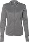 Am image of a Custom Independent Trading Co Womens Poly Tech Full Zip Track Jacket in Gunmetal Heather!