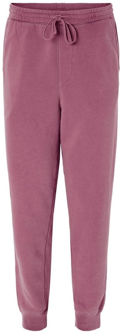 Am image of a Custom Independent Trading Co Pigment Dyed Fleece Pants in Pigment Maroon!
