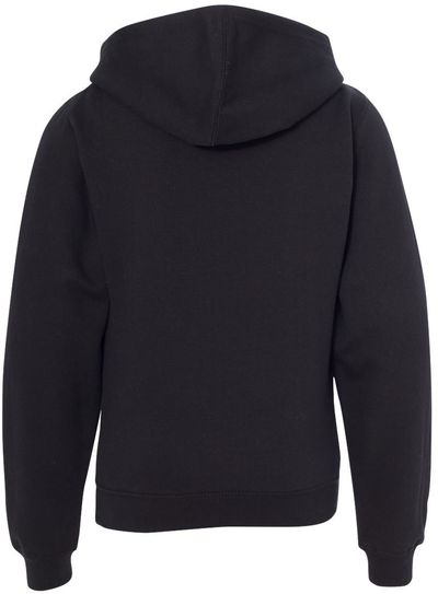 Am image of a Custom Independent Trading Co Youth Midweight Hooded Sweatshirt in Black!