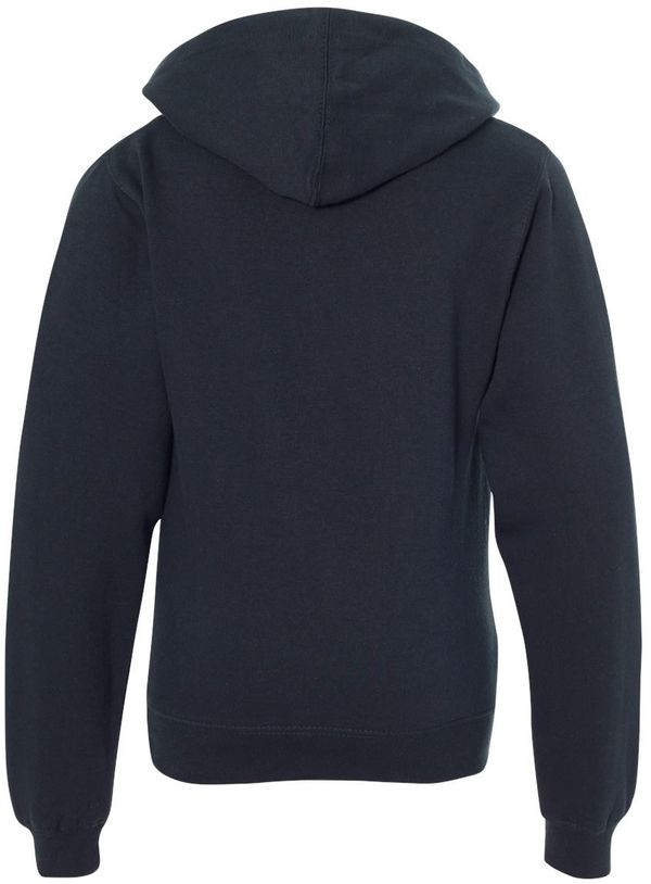 Am image of a Custom Independent Trading Co Youth Midweight Hooded Sweatshirt in Classic Navy!