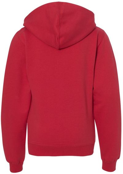 Am image of a Custom Independent Trading Co Youth Midweight Hooded Sweatshirt in Red!