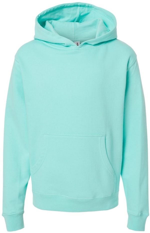 Am image of a Custom Independent Trading Co Youth Midweight Hooded Sweatshirt in Mint!